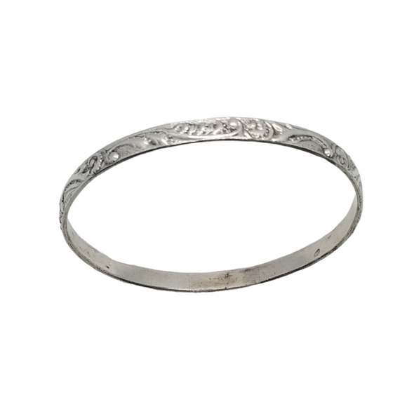 SOLID STERLING SILVER ART NOUVEAU STYLE BANGLE BRACELET - Picture 4 of 5